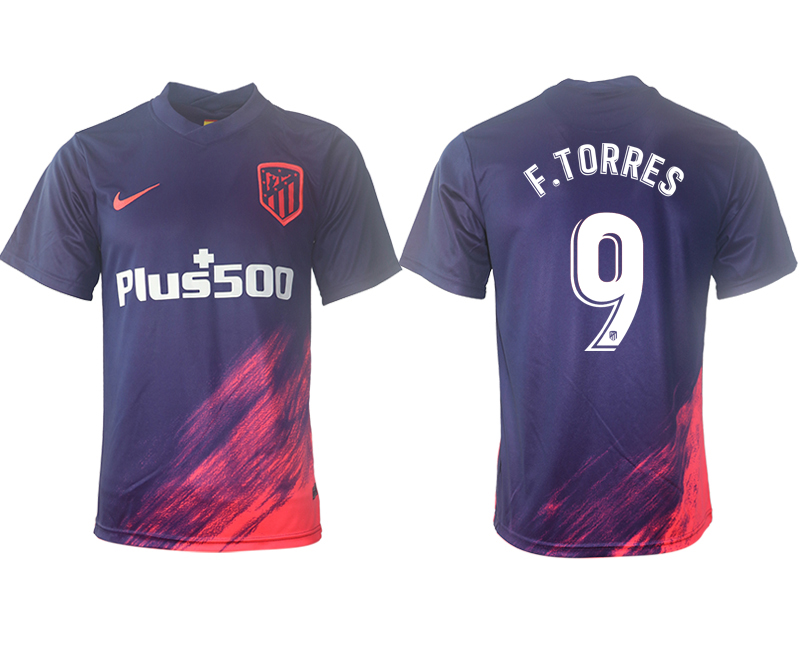 Men 2021-2022 Club Atletico Madrid away aaa version purple #9 Soccer Jersey
